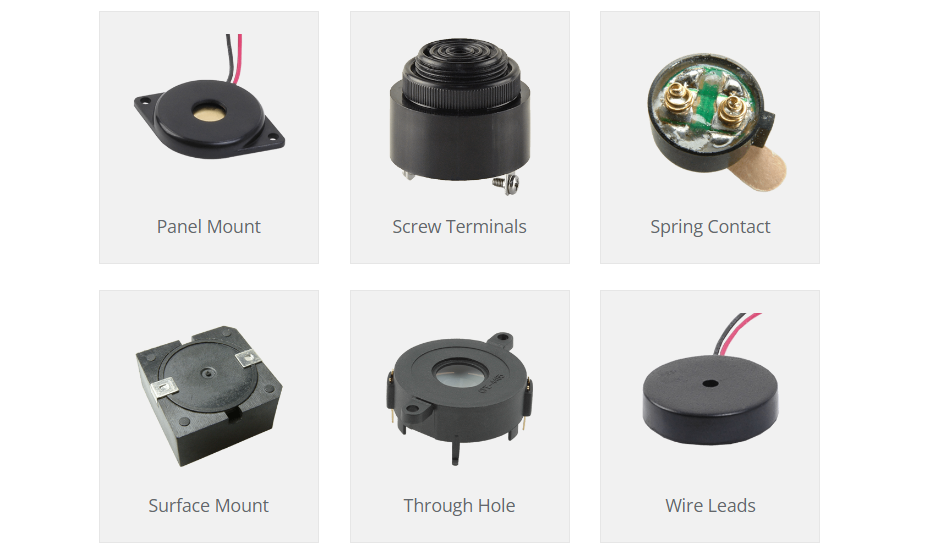 Common buzzer mounting configurations