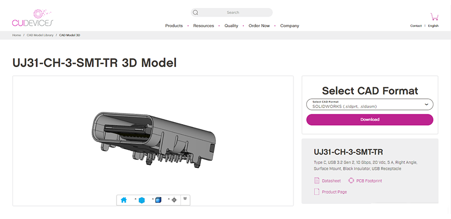 Screenshot showing CUI Devices’ 3D model viewer tools