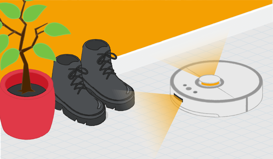 Drawing of a robot vacuum utilizing ultrasonic sensors for object detection