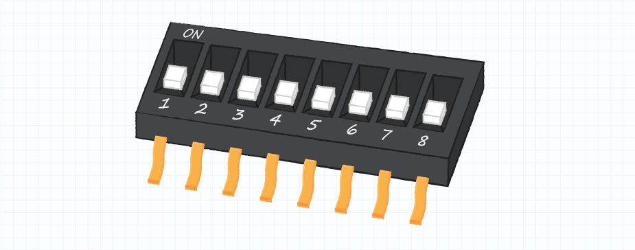 Drawing of a common DIP switch