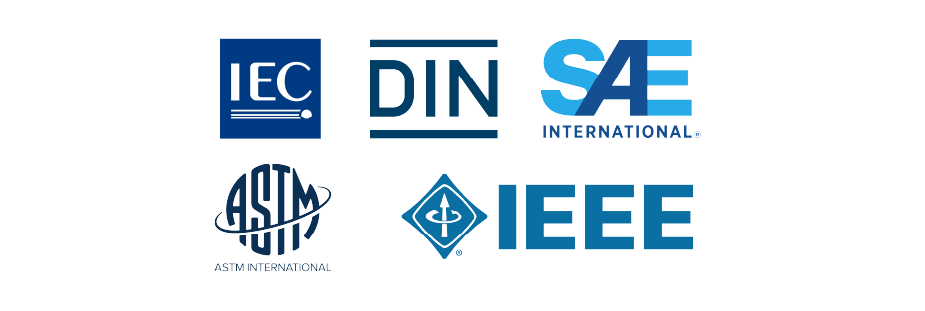 Logos of several certification agencies for pressure sensors, including IEC, DIN, SAE, ASTM, and IEEE