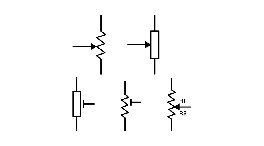 Common potentiometer symbols used in circuit design