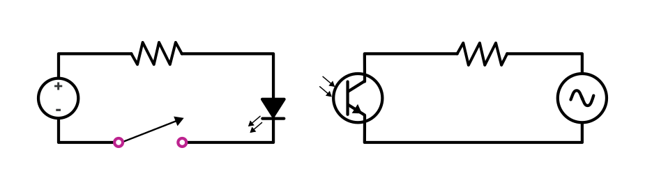 Circuit diagram of the inner workings of a solid-state relay