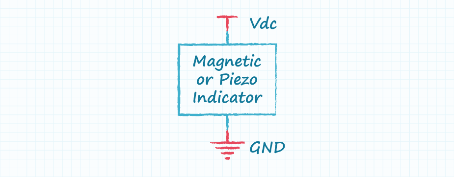 Drawing of an Application Circuit for Magnetic or Piezo Indicator
