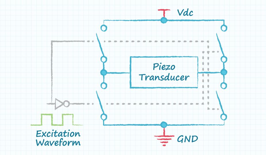 Drawing of a Full Bridge Circuit for Piezo Transducers