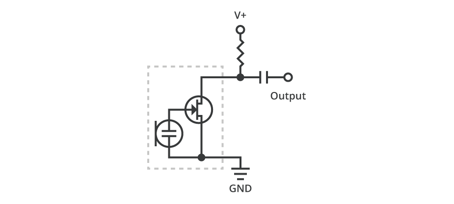 Image of an electret condenser application schematic